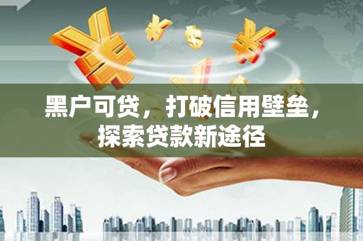 新河黑户可贷，打破信用壁垒，探索贷款新途径