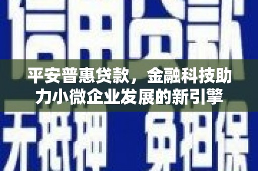 汐止平安普惠贷款，金融科技助力小微企业发展的新引擎