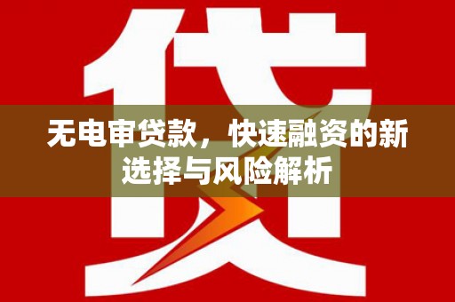 西和无电审贷款，快速融资的新选择与风险解析