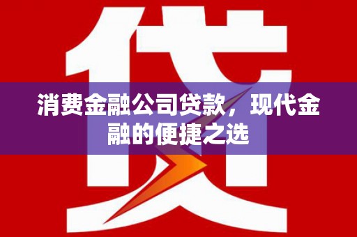 甘井子消费金融公司贷款，现代金融的便捷之选